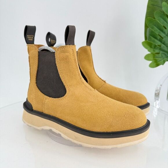 Sorel Hi Line Waterproof Chelsea Boots Tan Yellow Black Women’s Size 5.5 Comfy - Picture 1 of 13